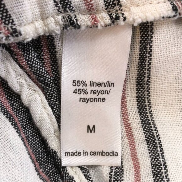 Maurices Womens Pants Medium Striped Wide-Leg Linen Blend Pull On Casual Travel - Picture 4 of 12